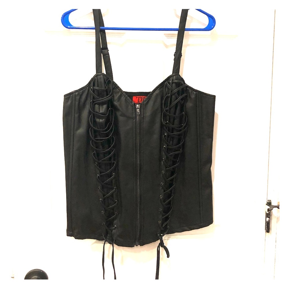 Torrid Faux leather corset with lace up back- 1XL